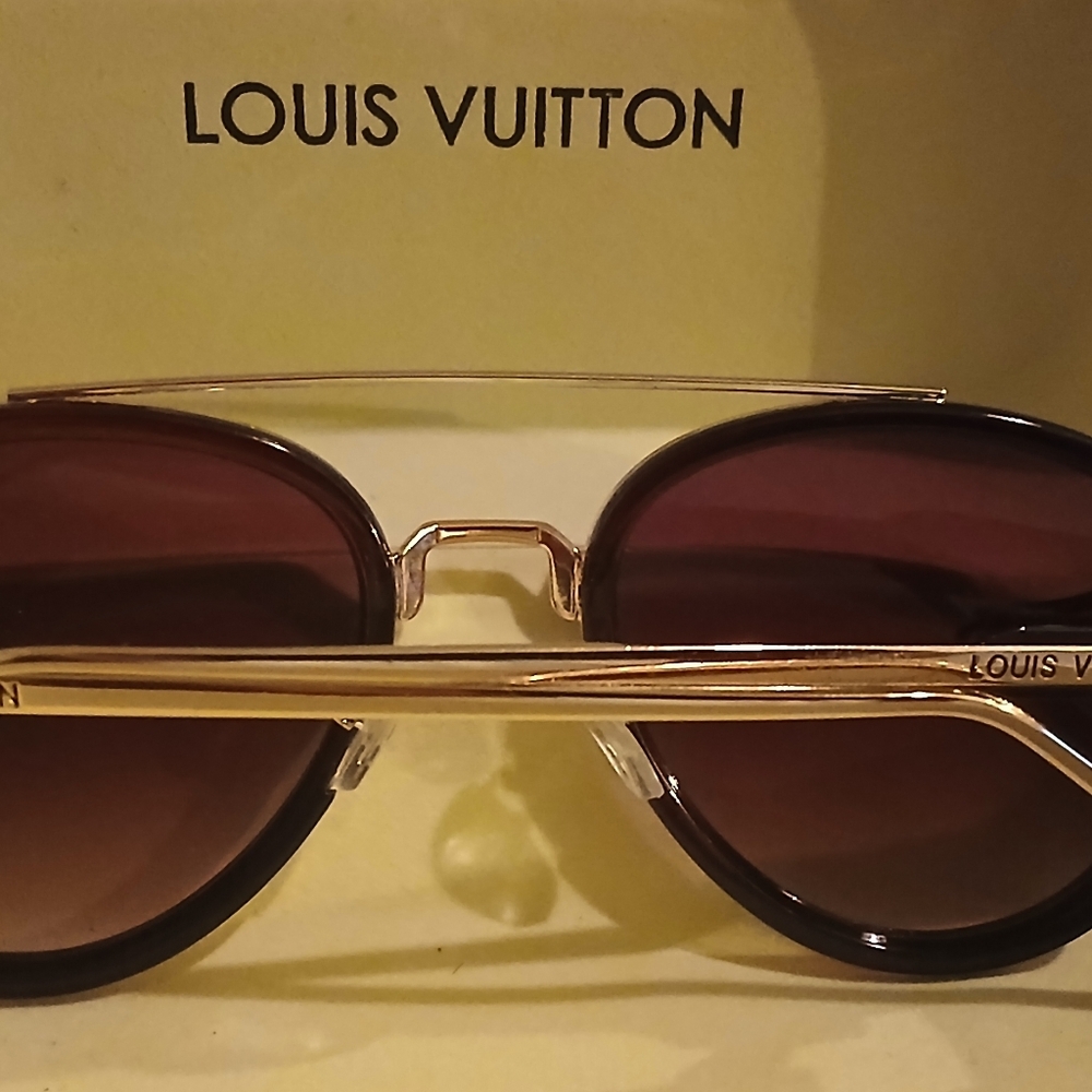 Louis Vuitton Gold Frame Sunglasses with Black Lenses